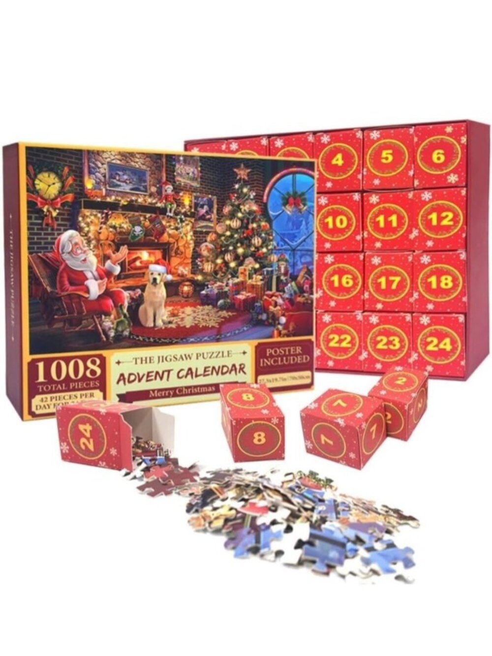 Jigsaw Puzzle Advent Calendar With Poster Included 1008 Pieces 27.5x19.7in 42 Pi